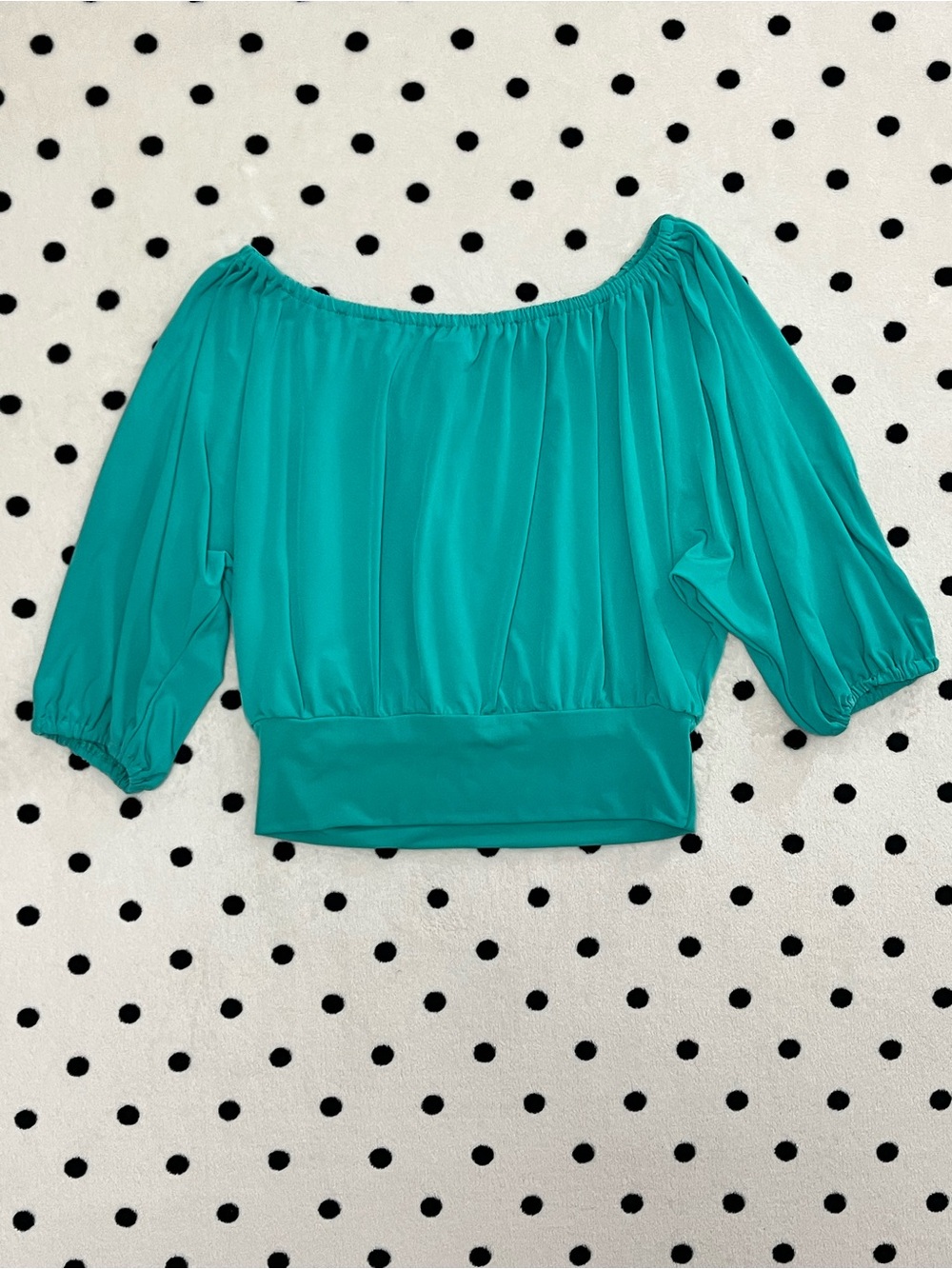 Express Y2K Teal Off-The-Shoulder Banded Crop Top Size XS